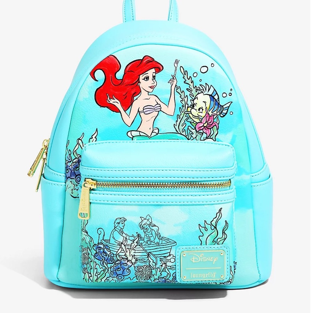 NWT Disney The Little Mermaid Ariel Flounder Loungefly Mini Backpack